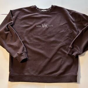Garage Brown Sweatshirt With New York City Embroidered On Front Size Small